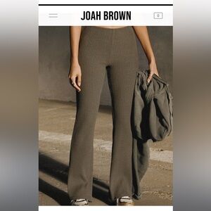 Joah Brown Olive Mini flare ribbed Boot Cut Pants